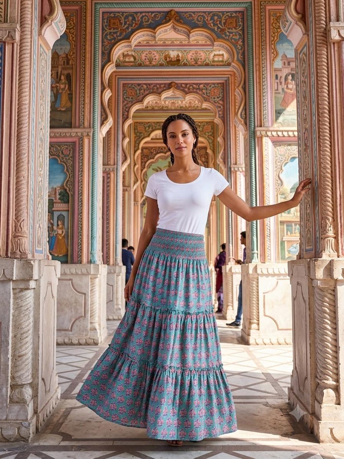 Jaipur Rose Tiered Skirt