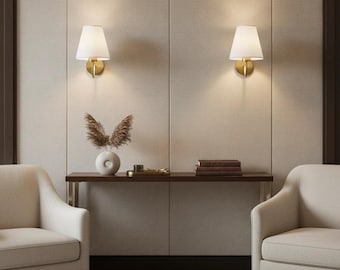 Modern Fabric Wall Lamp – Minimalist Bedside Wall Sconce, Black or Gold Metal Light Fixture for Bedroom Living Room Loft Decor, E27