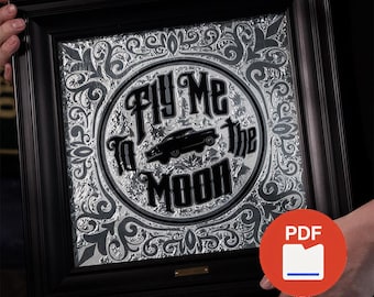 Glass gilding "fly to the moon" digital drawing