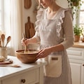 Ruffled Cottagecore Apron, Personalized Embroidered Apron, Adjustable Striped Baking Apron with Pocket, Custom Kitchen Apron Gift product logo