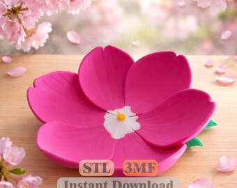 桜のボウル STL 3MF | 桜の花の皿 | 花柄小物入れ | 即時ダウンロード