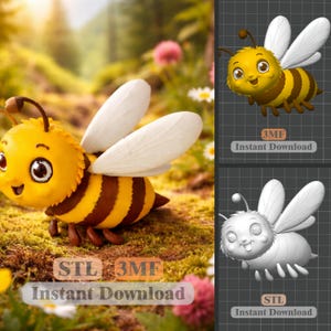 Kawaii Bee Figurine STL & 3MF | Spring Decor | Instant Download