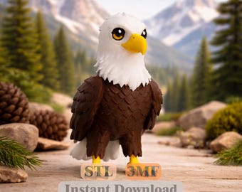 ハクトウワシ STL 3MF | 3Dプリントフィギュア | 野生動物の鳥モデル | 即時ダウンロード