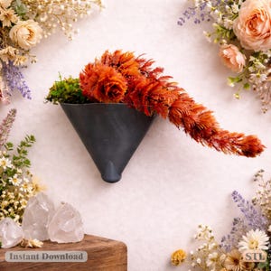 Wall Planter STL | Modern Cone Planter | Hanging Flower Pot | Instant Download