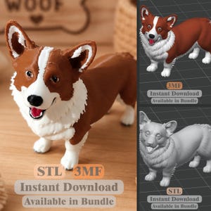 Corgi Dog STL 3MF | Realistic Corgi Model | 3D Print File | Instant Download