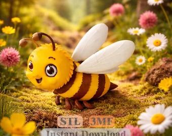 かわいいミツバチの置物 3Dプリントファイル STL 3MF | 春の庭の装飾 (即時ダウンロード)