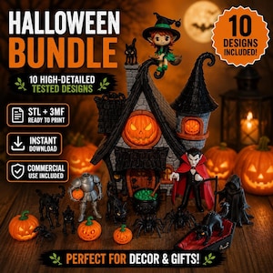 Halloween STL 3MF Bundle | 10 High-Detail Designs for Spooky Decor | Instant Download