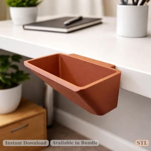 Desk Tray STL File | 3D Print Table Edge Organizer | Storage Holder | Instant Download