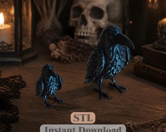 ワタリガラスのSTLファイル｜カラスの置物｜不気味な動物モデル｜3Dプリンター用ファイル｜即時ダウンロード