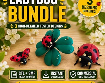 てんとう虫バンドル STL 3MF | 3Dプリント用てんとう虫コレクション | 即時ダウンロード