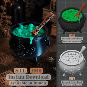 Witch Cauldron STL 3MF | Spooky Decor Witchcraft Prop | 3D Printer File | Instant Download