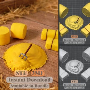 Botte de foin STL 3MF | Accessoires agricoles à imprimer en 3D | Meules de foin réalistes | Téléchargement instantané
