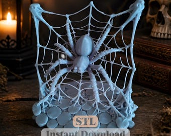 クモの巣のSTLファイル｜ゴシック調クモモデル｜不気味なディスプレイ｜3Dプリンター用ファイル｜即時ダウンロード
