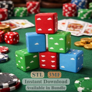 Dados de nubes STL 3MF / Temática del cielo / Decoración Kawaii imprimible / Descarga instantánea