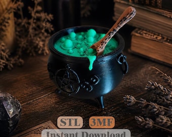 魔女の大釜 STL 3MF | 不気味な装飾品 魔術小道具 | 3Dプリンターファイル | 即時ダウンロード