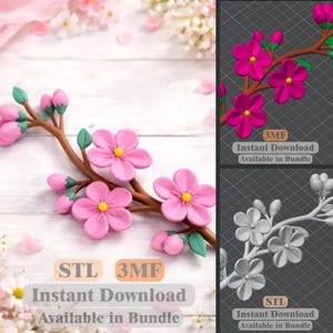 桜（STL+3MF）｜3Dプリント用桜の花モデル｜春の装飾オーナメント