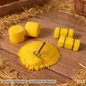 Archivo STL de pacas de heno y paja / Accesorios de granja para impresión 3D / Accesorios realistas para pajares / Descarga instantánea