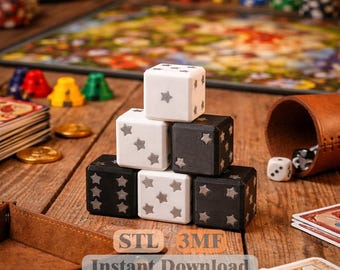 スターダイス STL 3MF | 3Dプリントファイル | ボードゲーム用印刷可能ファイル | 即時ダウンロード