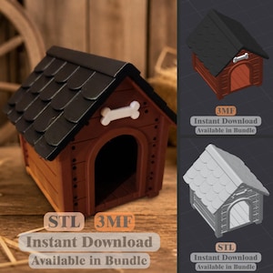 Dog House STL 3MF | 3D Print Doghouse Model for Miniatures | Instant Download