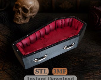 ハロウィン棺桶 STL 3MF | 装飾用不気味な棺桶モデル | 3Dプリンターファイル | 即時ダウンロード