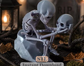 骸骨が頭蓋骨を持っているSTLファイル｜不気味な装飾モデル｜3Dプリンター用ファイル｜即時ダウンロード