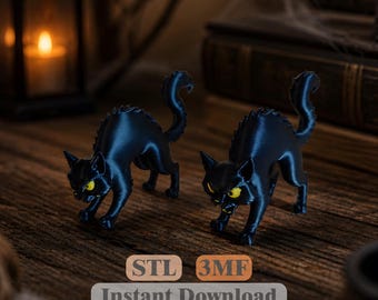 黒猫 STL 3MF | 不気味な置物装飾 | 3Dプリンターファイル | 即時ダウンロード
