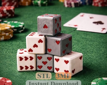 ハートダイス STL 3MF | ラブデザイン 3Dプリント | ボードゲームテーマ | 即時ダウンロード