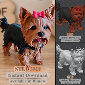Yorkshire Terrier STL 3MF | Yorkie Dog 3D Print Model | Printable Puppy Figurine | Instant Download