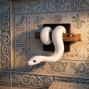 White Ball Python Wall Art 3D Home Decor Snake Sculpture Hanging Decor Python on Branch Reptile Lover Gift Animal Art Unique  Reptile Lovers