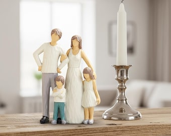 Statuette di famiglia in resina per la decorazione della casa, ideali per la Festa della Famiglia, regali festivi con statuette per la Festa della Famiglia, regalo unico per la famiglia, decorazione per il soggiorno.