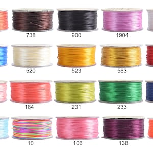 50 Yards 0.8mm Nylon Satin Silk Trim Cord Rattail Beading String for Chinese Knotting, Kumihimo, Beading, Macramé, Jewelry Making