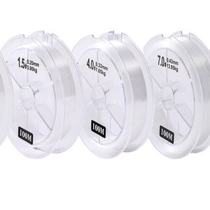 Mixed Sizes-Clear Fishing Wire, 545 Yards Nylon Line for Hanging, Decorations, Balloon Arch, Jewelry Making; Invisible Craft Thread
