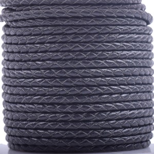 2 Color Avail.--5 Yards 2.5mm Round Geneuine Braided Leather Cord Bolo Leather Cord