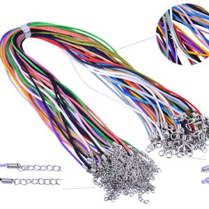 100 Stück Mix-Farben 2mm Satin Seide Halskette Kordel mit Verschluss Lobster 18 &#39;&#39; Länge verstellbar