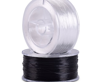 2 rollos de hilo elástico para pulseras, blanco y negro, redondo Crystal Tec