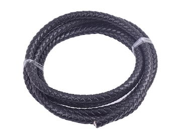 8mm Braided Leather Cord, Bolo Bracelet Jewelry Making (2 Yards)