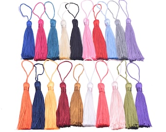 Silky Handmade Tiny Soft Craft Mini Tassels with Loops for Bookmarks, Jewelry Making, tags, Decoration, DIY Projects (3.5'')/(9.0cm)