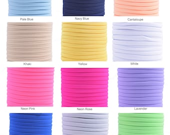 KONMAY 1 Roll 20 Meters 5.0mm Stitched Spandex Spaghetti Elastic Cord for Headbands, Face Mask,Hairties,Bikini Elastic, Swimwear Elastic