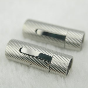 3pc Spiral Pattern Dia. 8.0mm Shiny 316L Stainless Steel Snap/Bayonet Clasp for Leather Cord