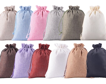 Burlap Bags with Drawstring Jute Treat Bags Jewelery Pouche Lining Favor Sacks For Herb, Spices, Christmas Wedding Party Gift, Household Use