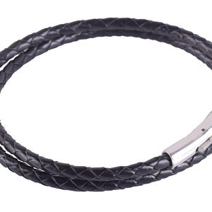 Collar de cuero de varios tamaños: 2 piezas de cordón colgante de cuero trenzado negro para hombres y mujeres, gargantillas de cuero con cierre de acero inoxidable