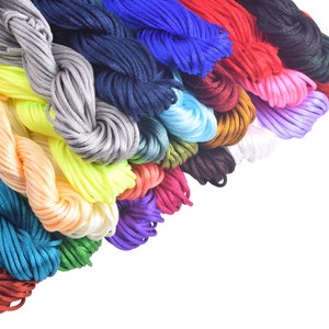 Mixed 2.0mm/2.5mm/3.0mm Nylon Rattail Satin Silk Trim Cord Beading String for Chinese Knotting, Kumihimo, Beading, Macramé, Jewelry Making