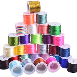 25 CLRS gemischt 1.0mm/1.5mm Nylon Rattail Satin Seide Kordel Perlenschnur für chinesische Knotentechnik, Kumihimo, Perlenstickerei, Makramee, Schmuckherstellung