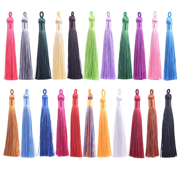 30pcs 8.0cm/3.2'' Mixed Handmade Soft Imitation Silk Tassels with Loops for Jewelry Making, Crafting, DIY