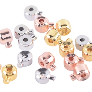 30pcs Stopper Beads for Bracelets and Necklaces, 18K Gold Plated 3.2mm Locker Seperator Beads, Positioning Spacer Beads