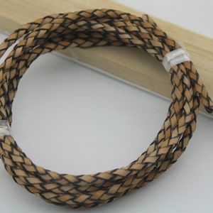 2YARD 4.0mm Soft Vintage Natural Braided Bolo Real Leather Cord