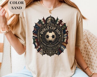 Koszulka Vintage Mistrzostw Świata 2026, Koszulka Global Football Ritual, Koszulka piłkarska w stylu retro, Odzież USA Meksyk Kanada, Prezent dla kibica piłki nożnej w stylu boho