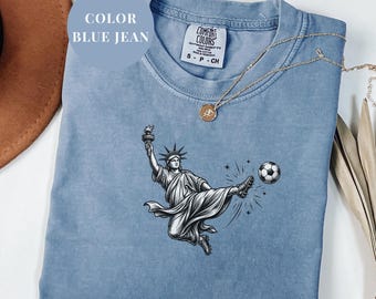 Koszulka piłkarska Comfort Colors® Statua Wolności, koszulka z grafiką Mistrzostw Świata USA