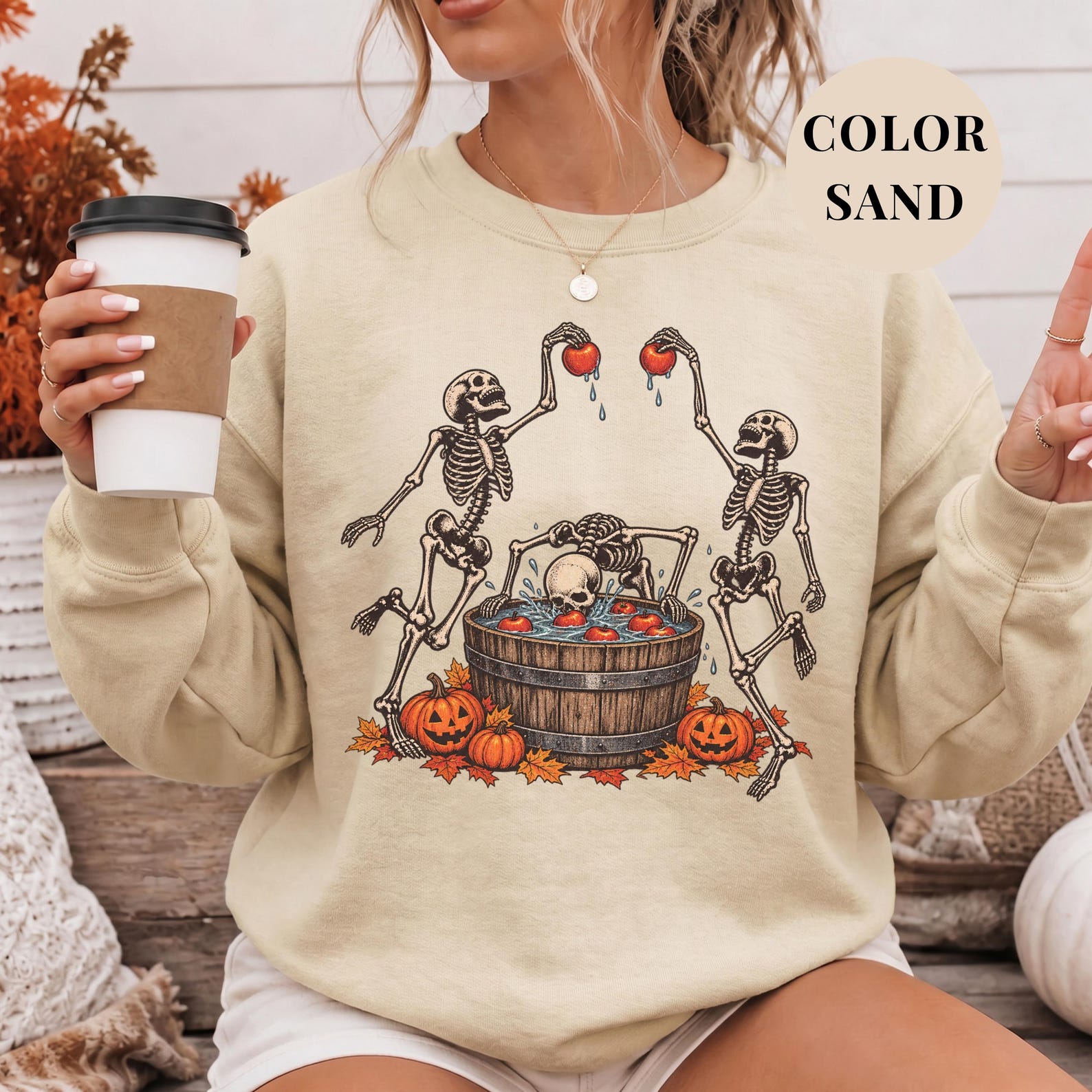 Funny Skeleton Bobbing for Apples T-shirt, Vintage Halloween Shirt ...