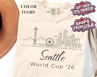 Seattle World Cup 2026 Minimalist Skyline Shirt, Comfort Colors Soccer Tee